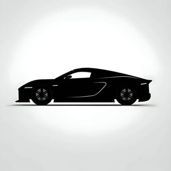 Vector illustration of a sports car in black silhouette against a clean white background, capturing graceful forms.