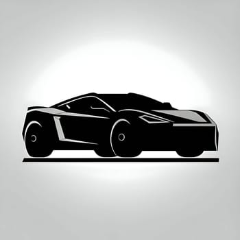Vector illustration of a sports car in black silhouette against a clean white background, capturing graceful forms.