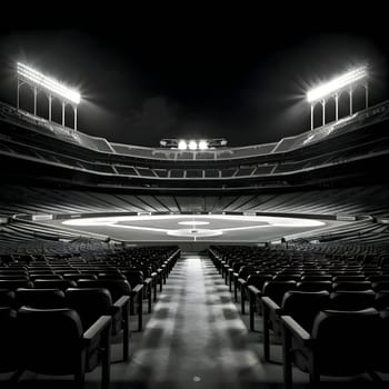 Vector illustration of a stadium in black silhouette against a clean dark background, capturing graceful forms.