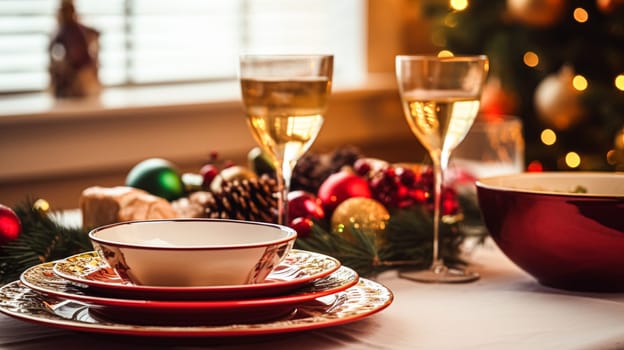 Dishware and crockery set for winter holiday family dinner, Christmas homeware decor for holidays in the English country house, gift set and home styling inspiration