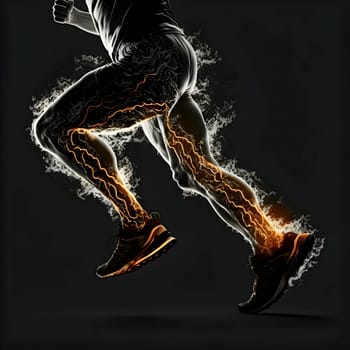 Vector illustration of a body on the move in black silhouette against a clean dark background, capturing graceful forms.