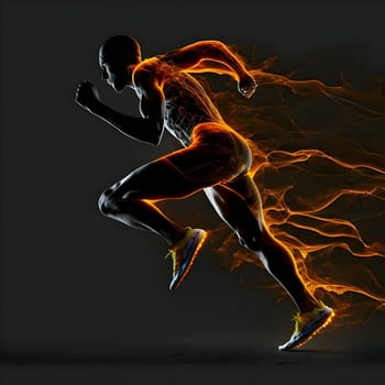 Vector illustration of a body on the move in black silhouette against a clean dark background, capturing graceful forms.