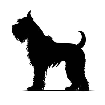 Vector illustration of a dog in black silhouette against a clean white background, capturing graceful forms.