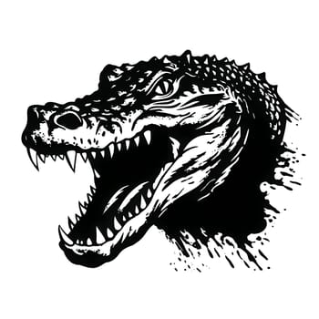 Vector illustration of a crocodile in black silhouette against a clean white background, capturing graceful forms.