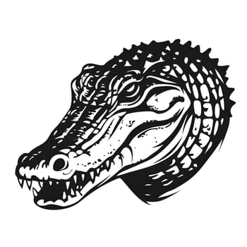 Vector illustration of a crocodile in black silhouette against a clean white background, capturing graceful forms.