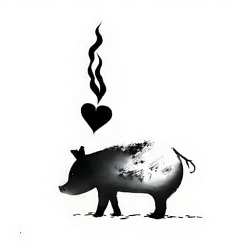 Vector illustration of a pig in black silhouette against a clean white background, capturing graceful forms.