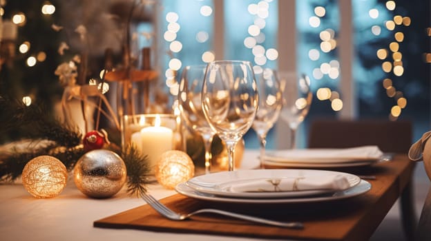 Holiday dinner at home, table decoration