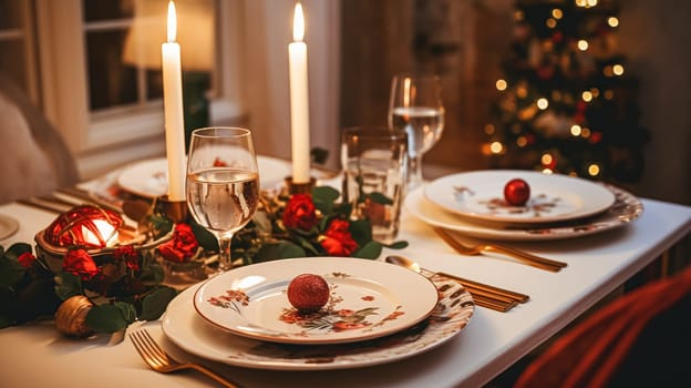 Holiday dinner at home, table decoration