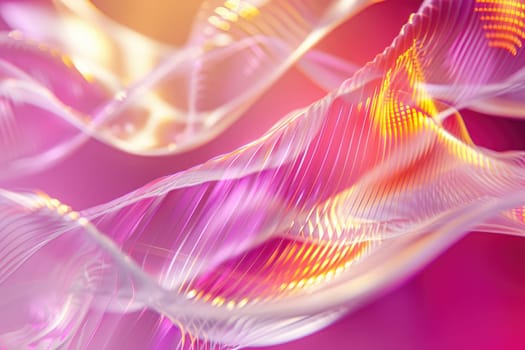 Pink and yellow glowing waves on a pink background. AIG51A.