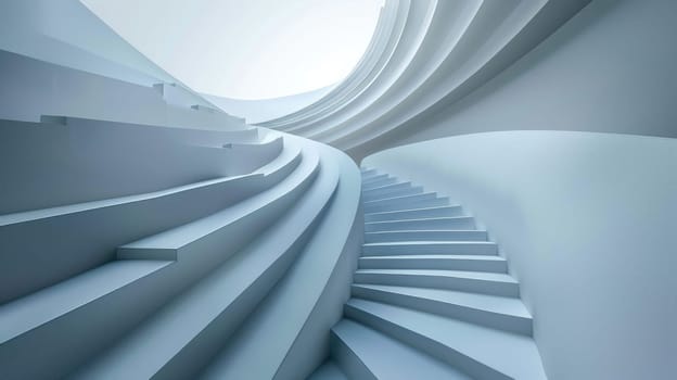 White abstract curved staircase going up AIG51A.