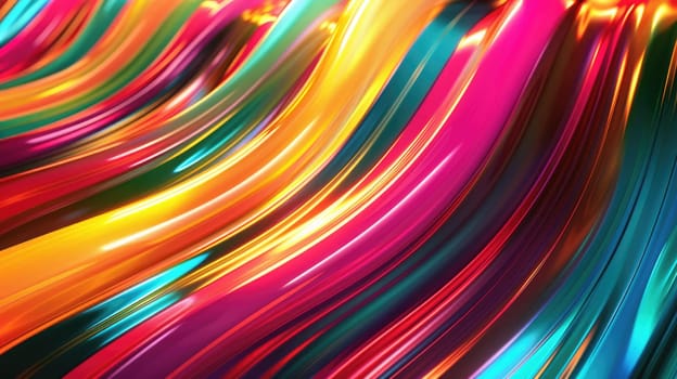 3d render of a rainbow of metallic ribbons AIG51A.