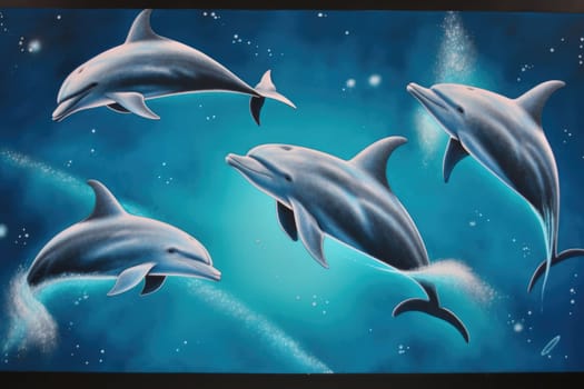 1980s dolphins in space minimalistic, airbrushed, AIG51A.