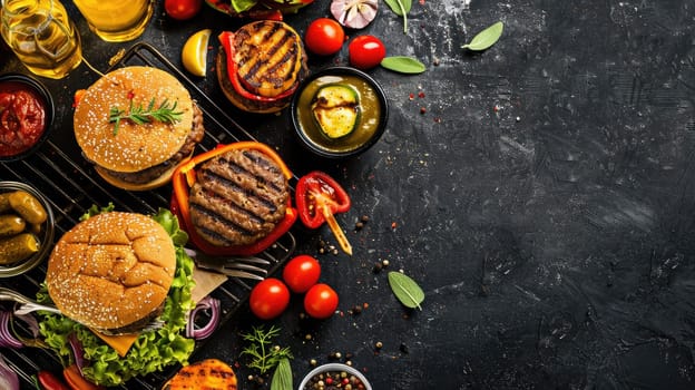 A variety of cuisine is displayed on the table, showcasing different recipes and ingredients. Food is not only a dish but also an art form and a fashion accessory at events AIG50