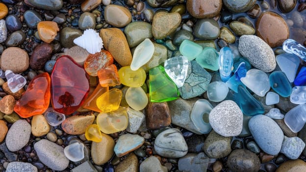 The ground is covered with a variety of natural materials such as light amber gemstones, azure aqua stones, and electric blue rocks. Each one is a unique piece of art in closeup detail AIG50