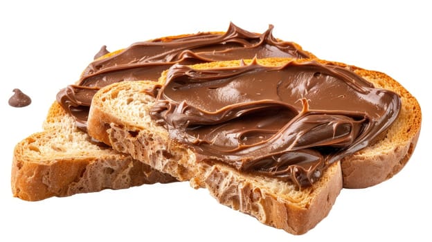Two slices of bread with chocolate spread AIG51A.