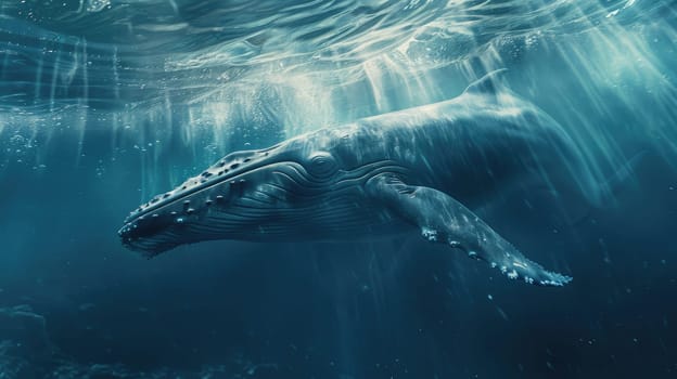A blue whale swimming in the ocean. AIG51A.