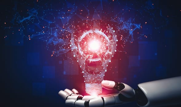 MLP 3D rendering artificial intelligence AI research of droid robot and cyborg development for future of people living. Digital data mining and machine learning technology design for computer brain.
