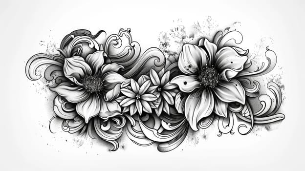 Engraving style floral ornament AIG51A.