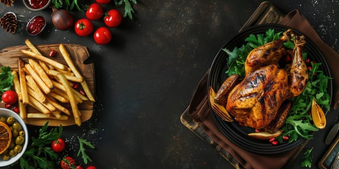 A delicious thanksgiving meal with all the traditional sides AIG51A.