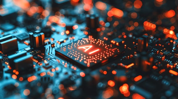 Artificial Intelligence and AI technology concept processor chip or mother board background LLMs