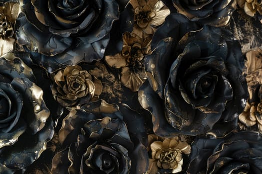 Black and gold roses made of paper AIG51A.