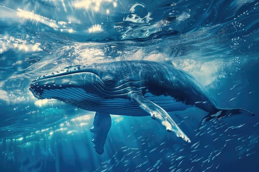 A blue whale swims in the ocean. AIG51A.