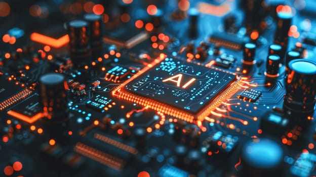 Artificial Intelligence and AI technology concept processor chip or mother board background LLMs