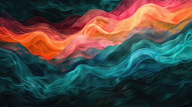 Colorful abstract painting with vibrant waves of color. AIG51A.