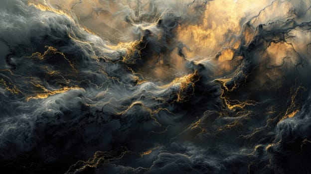 fractal, dark, clouds, glowing yellow, intricate, detailed, 4k AIG51A.
