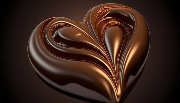 Chocolate heart, sweet soft chocolate love symbol, smooth chocolate background dark and milk chocolate. Generative AI,