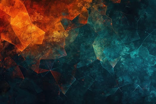 low poly, blue and orange, grunge AIG51A.