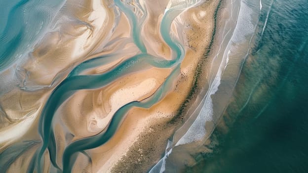 An art piece capturing the essence of a flowing river, with a swirling pattern in electric blue tones. The painting evokes the fluidity of water in a captivating landscape AIG50