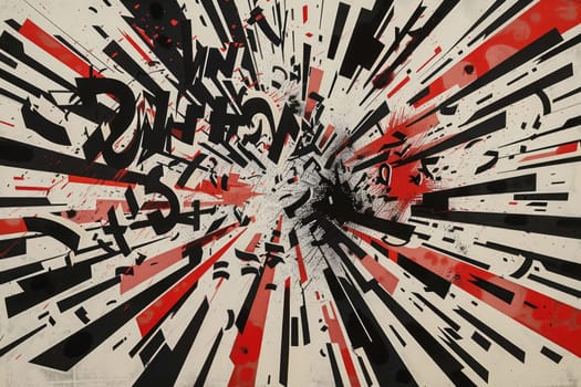 A red and black explosion of graffiti with a white background AIG51A.