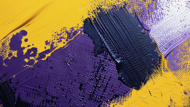 Dark blue and purple oil paint on a yellow background AIG51A.