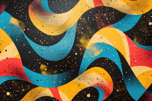 Colorful abstract painting with a retro groovy vibe. AIG51A.