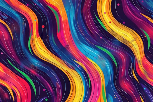 Colorful abstract painting with flowing curved lines. AIG51A.