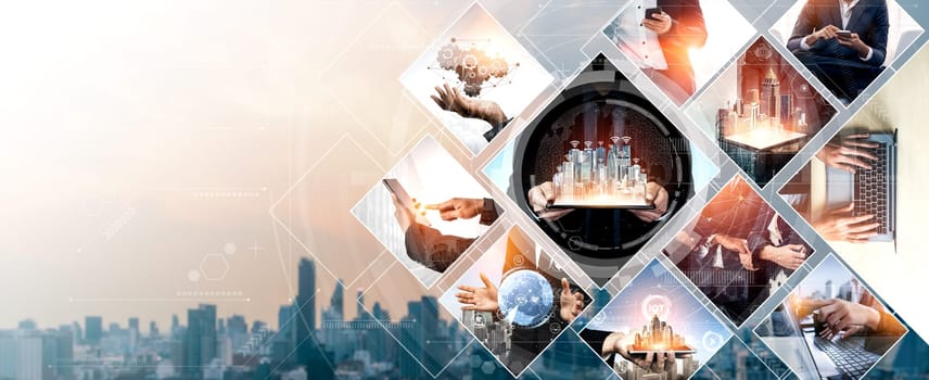 Communication technology , smart connection IOT and people network technology concept. People using connective device to connect to the secured internet network and cloud computing server vexel