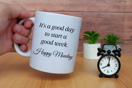 It is a good day to start a good week. Happy Monday. Morning greetings concept