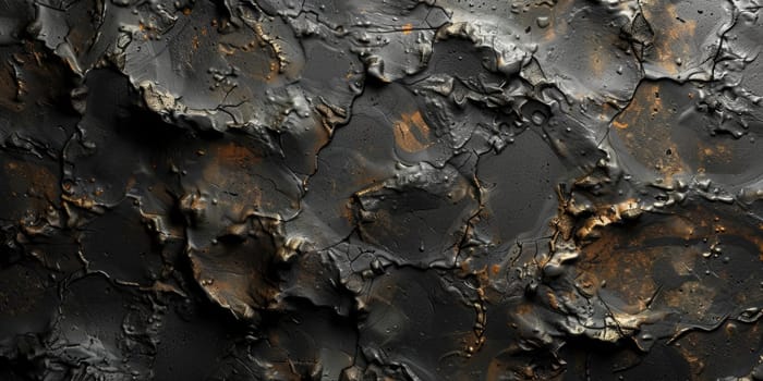 A dark, cracked, metallic surface with a rough texture. AIG51A.
