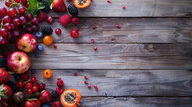 Various types of berries are displayed on the table, showcasing the vibrant colors of natures bounty. These seedless fruits are packed with nutrients and make a delicious addition to any dish AIG50