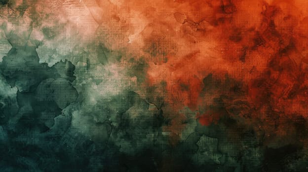 A watercolor painting with a gradient from green to red. AIG51A.