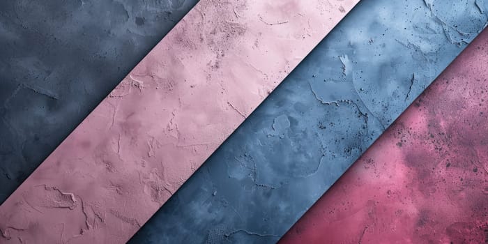 Four diagonal concrete slabs in blue, pink and gray. AIG51A.