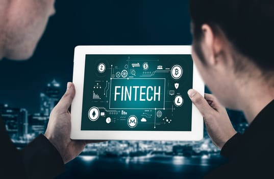Fintech financial technology software for modish business to analyze marketing strategy