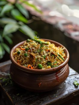 Bangladeshi panta bhat in a clay pot, fermented rice with mustard oil and spices. A traditional and flavorful dish from Bangladesh