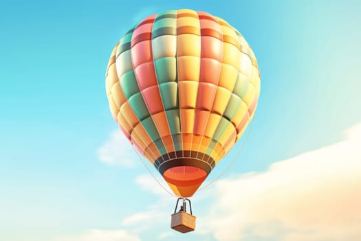 hot air balloon. Blue sky background. Generated AI.