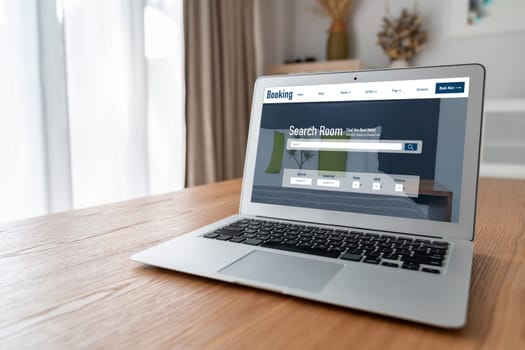 Online hotel accommodation booking website provide modish reservation system . Travel technology concept .