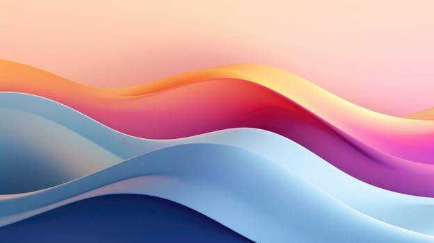 Abstract wavy pattern in vibrant orange and blue hues. Abstract artwork with colorful waves that appear to be flowing and swirling across the background. Dynamic background for modern design. AIG35.
