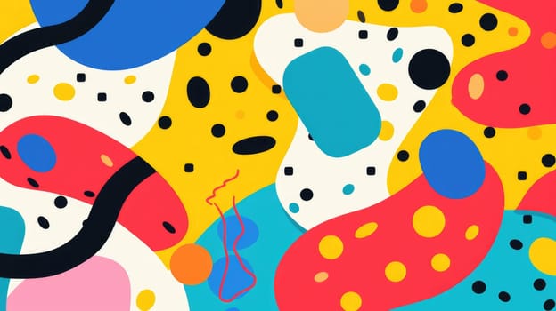The picture of the colourful abstract shape wallpaper that has been mix with the primary colours and has become the colourful abstract various shapes that fill in every part of the wallpaper. AIGX01.