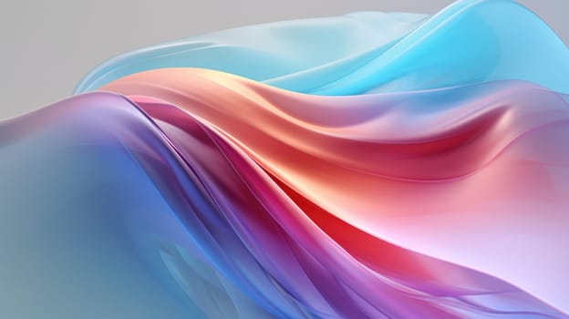 The abstract picture of the silky flexible wavy colourful and crystal clear water blue satin or fabric that waving around without breaking because of flexibility on the blank white background. AIGX01.
