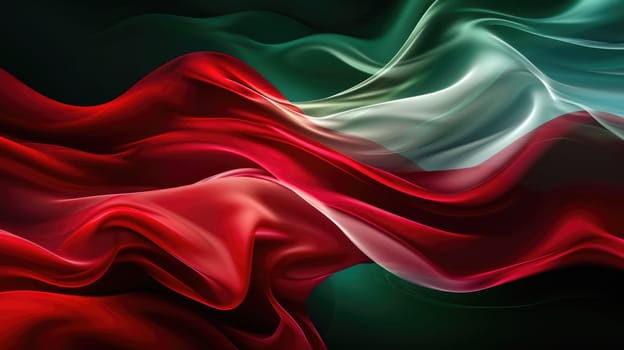 The abstract picture of the two colours of red and green colours that has been created form of the waving shiny smooth satin fabric that curved and bend around in this beauty abstract picture. AIGX01.